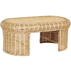 Rattan Couchtische Beliani Garten Beistelltisch Naturfarben Rattan Geflochten Oval 96 x 60 cm