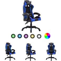 Gaming-Stühle The Living Store Gaming-Stuhl mit RGB LED-Leuchten Blau und Schwarz Kunstleder