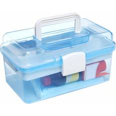 First Aid MyGift Transparent Blue Plastic First Aid Kit With White Top Handle And Detachable Tray