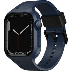 Apple watch 9 blue Uniq 2-in-1 Apple Watch Armband Mit Hybrid Hülle 4-9/SE 44/45 mm Marine Blue Dunkelblau