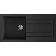 Liquida ELL10BL 1.0 Bowl Comite Reversible Inset Black Kitchen Sink With Waste