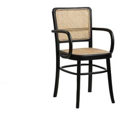 Romimex Black Natural Rattan Teak 44 x 89 x 53 cm Garden Dining Chair