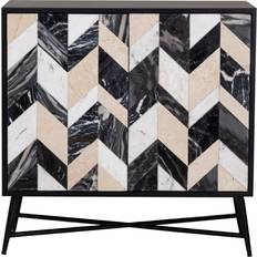 Romimex Brown Black Golden Wood Marble 40 x 80 x 80 cm Sideboard 80x80cm