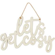 Wood Wall Decor Lets Get Cosy Hanging Wooden Sign Wall Decor