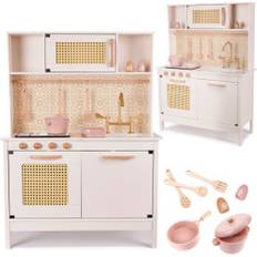 Pricenet Børne retro MDF træ køkken med BOHO tilbehør