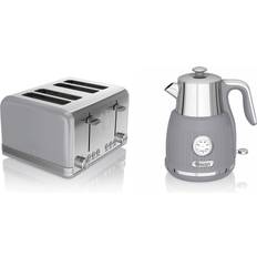 Swan Stylish Kitchen Retro Grey 1.5L Dial & 4 Slice Toaster