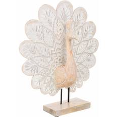 MDF Decorative Items Alexandra House Living Decorative Figure Natural Glass MDF Wood Peacock 53 x 12 x 46 cm Decorative Item