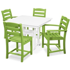 Plastic Patio Dining Sets POLYWOOD La Casa Caf 5-Piece Farmhouse - Lime / White 4 Patio Dining Set