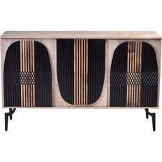 Romimex Black Natural Mango Wood 40 x 77 x 135 cm Sideboard