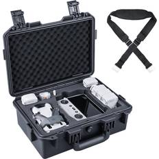 Titan MM410 Waterproof Hard Case for DJI Mini 4 Pro/Mini 3/Pro and RC2/RC/RC-N2/N1, Black with Shoulder Strap, Support 7 Batteries and RC Lanyard