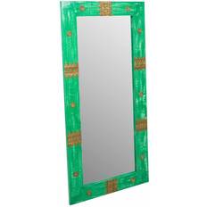 Green Mirrors Alexandra House Living Green Golden Glass Mango Wood 1 x 113 x 52 cm Wall Mirror