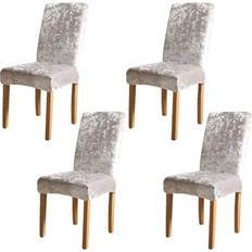 Monochrome Loose Chair Covers OHS Seat Crushed Dining Slip - - One Loose Chair Cover Silver