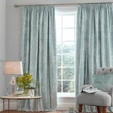 Laura Ashley Josette Pair Blackout Lined Pencil Pleat Curtains - Blue