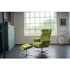KAWOLA Sessel TOSAR Relaxsessel Drehbar Velvet Grün Mit Hocker Armchair