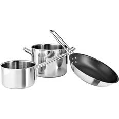 Eva Trio Grytor Eva Trio Stainless Steel Grydesæt 1,1 l 2,2 & Stegepande 20 cm - 2 Serveringsfat - Polished Steel 2 med lock 3 L