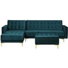 Sofa Beds - Turquoise Sofas Beliani Right Hand Velvet Corner With Ottoman Teal Aberdeen Sofa