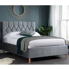 Blue Beds Happy Beds Loxley - Small Double - Grey - Velvet - 4ft