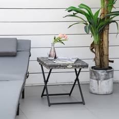 Small garden side table OutSunny Garden Small Folding Square Rattan Coffee - Grey Outdoor Side Table
