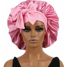 Black Bonnets Shein Bowknot Lace Up Bonnet Solid Color Elastic Night Cap Lightweight Bath Shower Cap Hair Bonnets For Women Girls Black Silk Bonnet