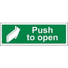 Green Workplace Signs VSafety VSafety Push To Open Sign - Landscape 300 mm x 100 mm Self Adhesive Vinyl