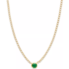 Bloomingdale's Station Tennis Necklace - Gold/Diamonds/Emerald