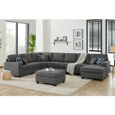 Wade Logan Blakeley Modular Corner Sectional Dark Gray Sofa 149.5" 8pcs 6 Seater