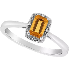 Macy's Accent Ring - Silver/Diamonds/Citrine