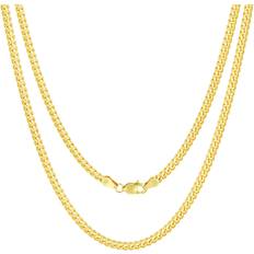 Nuragold Solid Miami Cuban Link Chain Pendant Necklace 3.5mm 10k - Gold