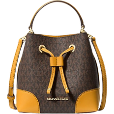 Polyurethane Bucketväskor Michael Kors Mercer Small Logo Bucket Bag - Golden Rod