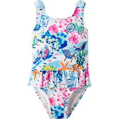 Girls Swimwear Children's Clothing Gymboree Girl's Tropical Ruffle Swimsuit - Splish Splash/Simplywht