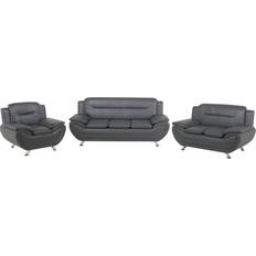 Leder Sofas Ivy Bronx Bundara Grey Sofa 201cm 3Stk. 6-Sitzer