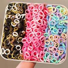 Shein 300pcs/Set Girls Ombre Pink & Khaki Simple Elastic Hair Bands, Hair Ties & Headband For Daily Use