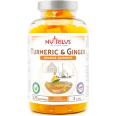 Ginger Supplements Nutrilus Turmeric and Ginger Gummies Large Pack 120 Natural Orange Vegan High Strength 120 pcs