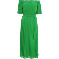 Quiz Chiffon Pleated Midi Dress - Green