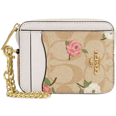 Coach Zip Card Case In Signature Canvas With Floral Print - Signature Canvas/Gold/Light Khaki Chalk Multi