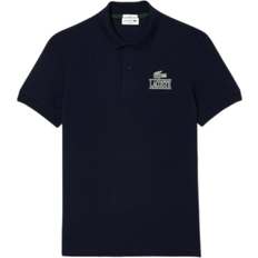 Women - XS Polo Shirts Lacoste Stretch Piqué Printed Polo Shirt - Navy Blue