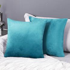 Turquoise Cushion Covers Deconovo Crushed Cushion Cover Turquoise (45x45cm)