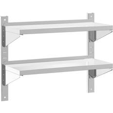 Stainless Steel Shelves vidaXL 2-Tier 75 x 30 x 60 cm Silver Wall Shelf