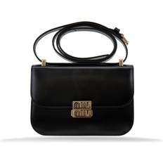 Tasker Miu Miu Leather Shoulder Bag Snap Closure - Black