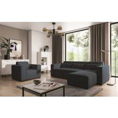 Blue Sofas Inkl. Sessel Waldo Brooklyn Meeresblau Ottomane Rechts Sofa