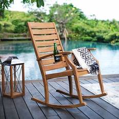 Teak Outdoor Rocking Chairs Cambridge Casual Logan Teak Outdoor Rocking Chair - Plantation Teak 1