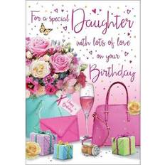 Regal Birthday card daughter flowers & presents glitter quality