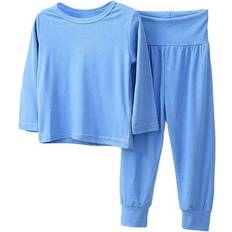 Lykmera Toddler Clothes Solid Color T-shirt Top Trousers Home Clothes Loose Sports Suit - Blue