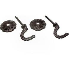 Black Mounts & Hooks for Curtains Onestopdiy Pair Of Curtain Drape Tie Hold Backs Rosette & Plate Black Metal 35 mm