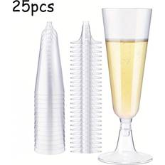 Plastic Glasses Shein Reusable Stemmed Party Champagne Glass 15cl 25pcs