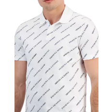 Armani Exchange Men's Short Sleeve Logo Print Polo Shirt - Solid White