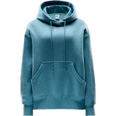 Cotton - Women Tops Nike Women's Oversized Pullover Phoenix Fleece Hoodie - Denim Turquoise/Sail