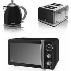 Kettles Swan Black 1.7L Jug Kettle 4 Slice Toaster & Digital Microwave 800W