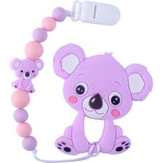 Grandado Baby Teethers Animal Silicone Beads Mat Grade Koala Pendant Pacifier Clip Chain