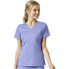 WonderWink Womens Women's Four Pocket V-Neck Top Medical Scrubs Shirt, Ceil Blue